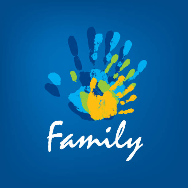 Family icon in the form of hands. Vector illustration Family icon in the form of hands. Vector illustration. handprint stock illustrations