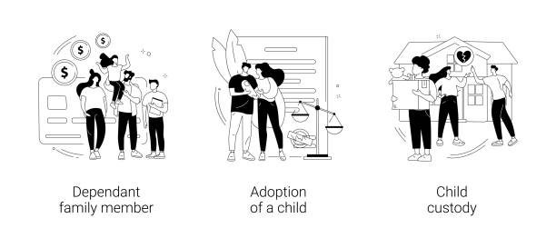 ilustrações de stock, clip art, desenhos animados e ícones de family law abstract concept vector illustrations. - foster kids