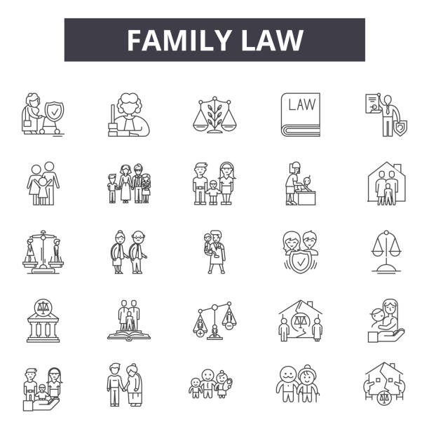 Family law line icons for web and mobile design. Editable stroke signs. Family law  outline concept illustrations Family law line icons for web and mobile. Editable stroke signs. Family law  outline concept illustrations divorce icons stock illustrations