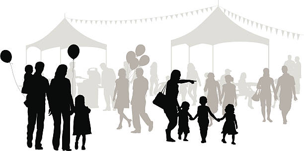 Family Outings A-Digit balloon silhouettes stock illustrations