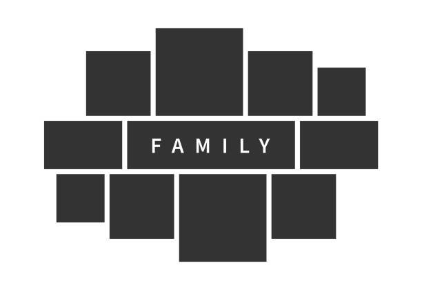 Family photo collage frames template. Family photo collage frames template for interior design. Vector collage layout for photo montage. family borders stock illustrations