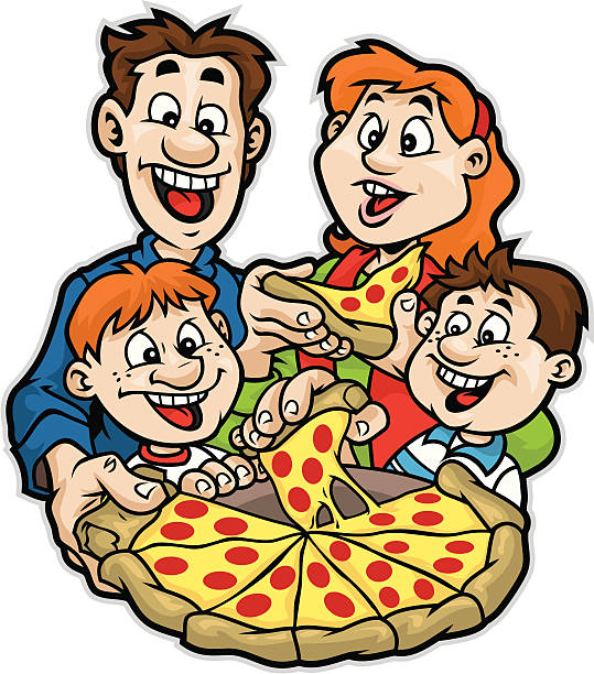 family pizza night - family pizza stock illustrations, clip art, cartoons, ...