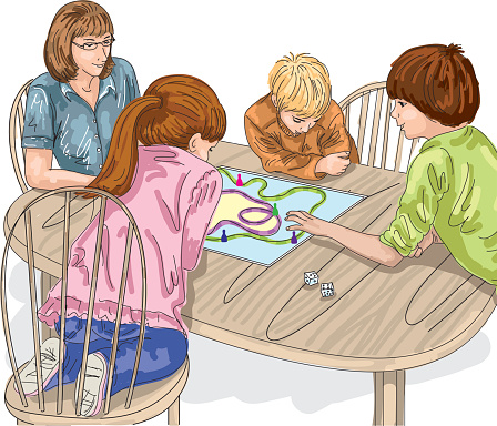 Family Playing A Board Game Together vector