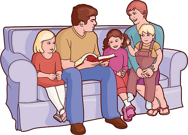 Resultado de imagen para familia leyendo la biblia dibujo