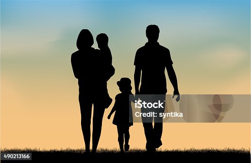 istock Family silhouettes in nature. 490213166