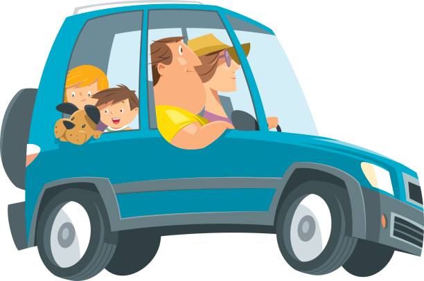 ilustrações de stock, clip art, desenhos animados e ícones de família de férias viagem de automóvel - family car