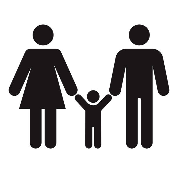 Family Washroom Accessibility Icon A black and white washroom accessibility icon. File is built in CMYK for optimal printing using 100% black as a color swatch. family symbols stock illustrations