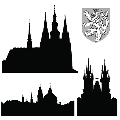Famous landmarks of Prague - vector