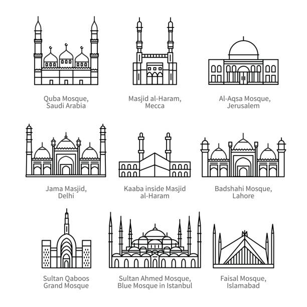berühmten moscheen und heiligsten orte des islam - al aqsa moschee stock-grafiken, -clipart, -cartoons und -symbole
