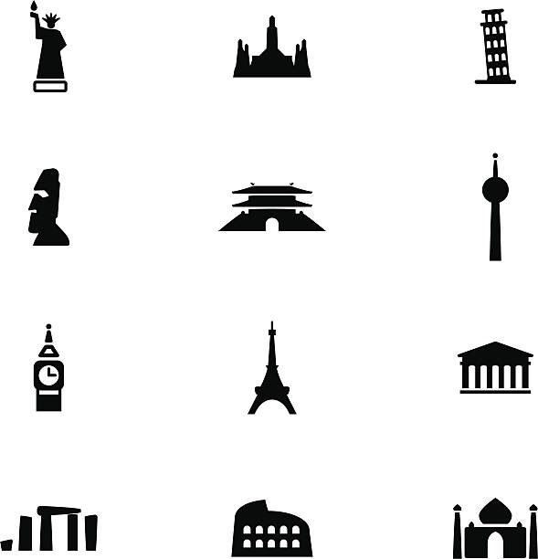 有名な場所のアイコンセット - 東京タワー点のイラスト素材／クリップアート素材／マンガ素材／アイコン素材