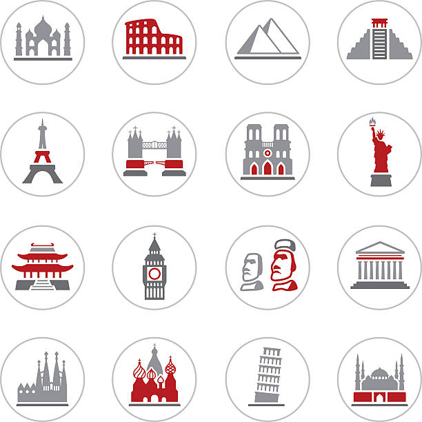Famous Place Icons High Resolution JPG,CS6 AI and Illustrator EPS 10 included. Each element is named,grouped and layered separately. Very easy to edit. notre dame de strasbourg stock illustrations