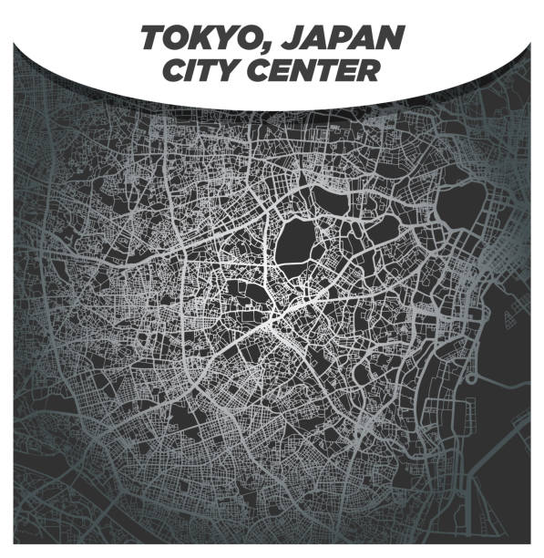 渋谷・新宿東京のファンシーでエレガントなシルバーストリートマップ - 渋谷点のイラスト素材／クリップアート素材／マンガ素材／アイコン素材