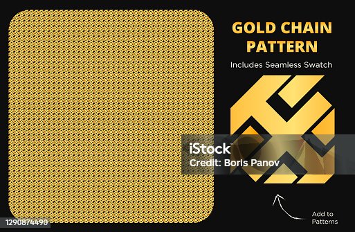 istock Fancy and Luxurious Bright Gold Seamless Pattern Texture for Gold Chain Design 1290874490