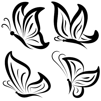 Fantasy Butterflies Handdrawn Stock Illustration - Download Image Now ...
