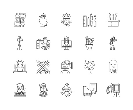 Fantasy line icons, signs, vector set, outline illustration concept