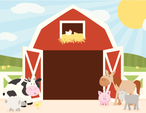 Farm Animals Barn Scene