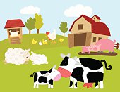 Domestic animals' farm life.