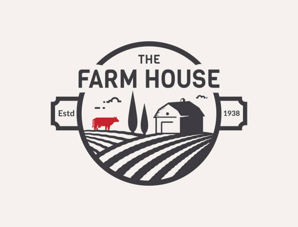 bildbanksillustrationer, clip art samt tecknat material och ikoner med farm house vektor emblem. - farm