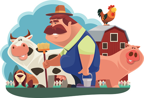farmer and farm animals