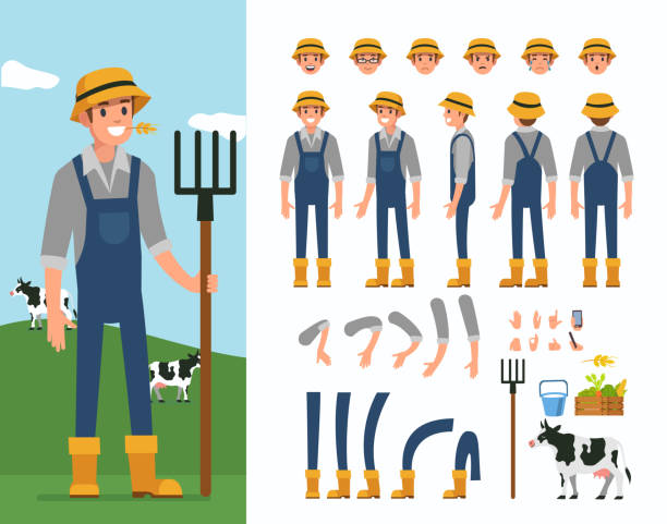 illustrations, cliparts, dessins animés et icônes de farmer - portrait agriculteur