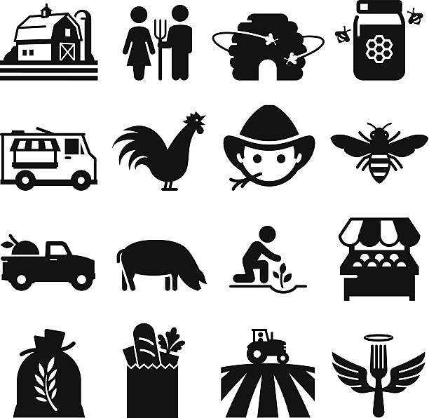 Farmer's Market Icons - Black Series Farmer's market and other agricultural icons. Professional vector icons for your print project or Web site. See more in this series.  pig clipart stock illustrations