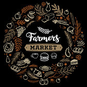 Rustic black design for a country farmers market poster.