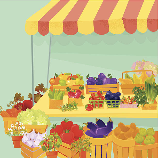 Farmer's Market vector art illustration