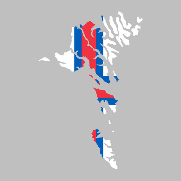 Faroe Islands flag inside map borders vector art illustration