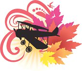 Fashion airplane with a colorful nature background.
