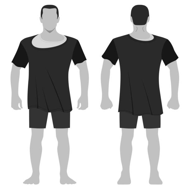 Fashion man figure Fashion man body full length template figure silhouette in shorts and t shirt (front, back views), vector illustration isolated on white background fashion croquis stock illustrations