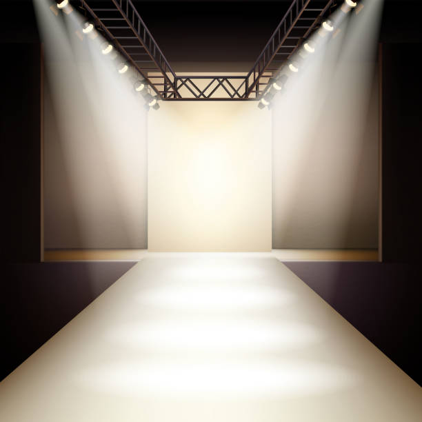 fashion runway Empty fashion runway podium stage interior realistic background vector illustration fashion runway stock illustrations