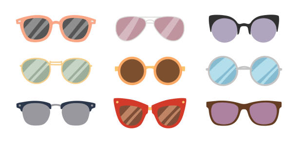 modern gözlük vektör çizim moda güneş gözlüğü aksesuar güneş gözlüğü gözlük plastik çerçeve gözlükler - sunglasses stock illustrations