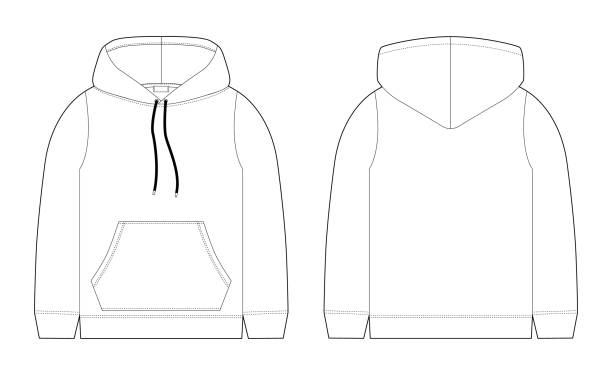 Download Blank Hoodie Template Drawing Illustrations, Royalty-Free ...