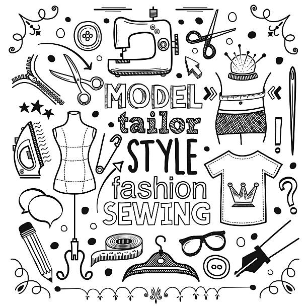 Fashion Fashion themed (doodle) hand-drawn illustration. fashion drawing stock illustrations