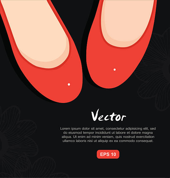 illustrazioni stock, clip art, cartoni animati e icone di tendenza di illustrazione vettoriale di moda di scarpe donna rosso isolato - shoes top view