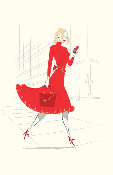 fashionable modern girl in the city fashionable modern girl in the city calling for Cell Phine oficina stock illustrations