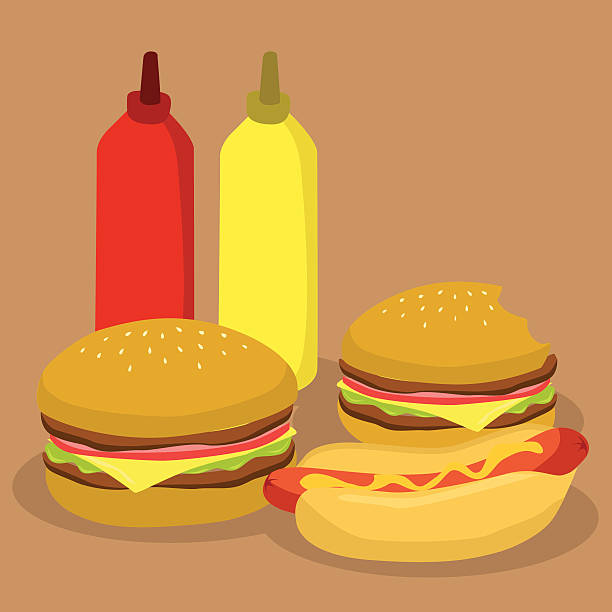 ファーストフードのハンバーガー、ホットドッグ - チリドッグ点のイラスト素材／クリップアート素材／マンガ素材／アイコン素材