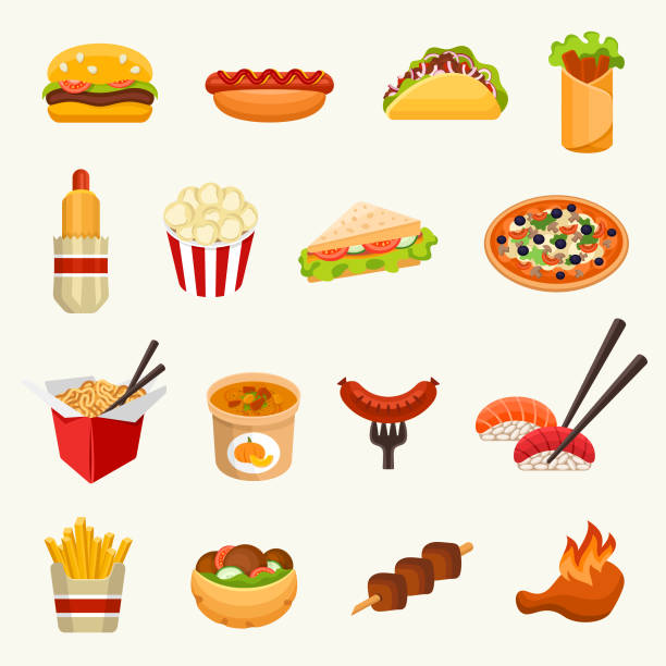 Fast food icons Fast food vector illustration set sandwich icons stock illustrations