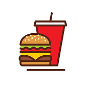 Burger cold drink vector icon. Vector EPS 10, HD JPEG 4000 x 4000 px