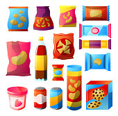 istock Fast food, Vending products packages design set. Clipart illustration 1206995041