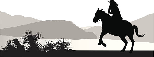 bildbanksillustrationer, clip art samt tecknat material och ikoner med fast ride vector silhouette - desert cowgirl