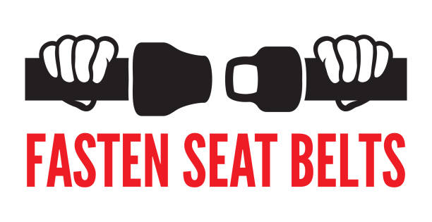 Fasten seats belt Fasten your seat belts icon fastening stock illustrations