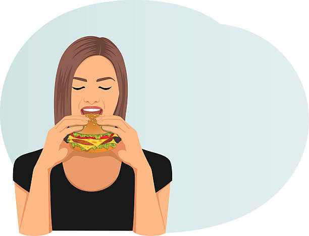 illustrations, cliparts, dessins animés et icônes de fastfood - eating burger
