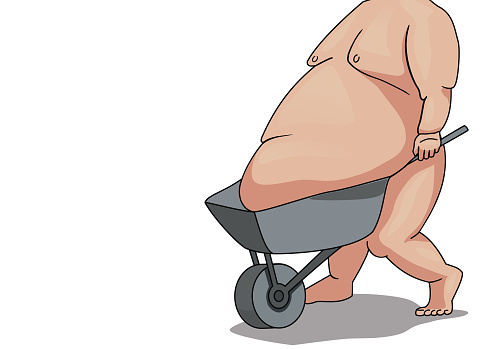 Fat belly on the wheelbarrow