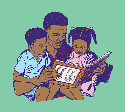 Father Reading to Children