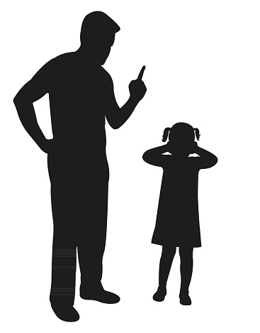 Father Scolding His Daughter Pointing Finger Silhouette Vector Stock  Illustration - Download Image Now - iStock