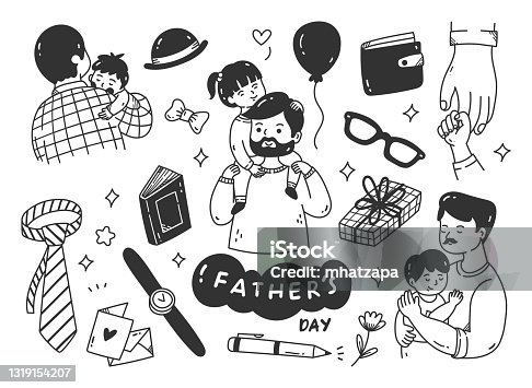 istock father's day cute doodle set 1319154207