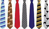 Vector illustration of seven neckties.
