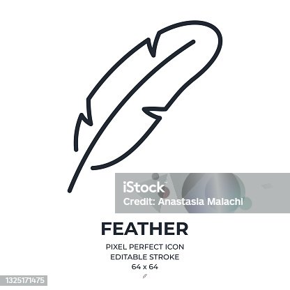 istock Feather editable stroke outline icon isolated on white background flat vector illustration. Pixel perfect. 64 x 64. 1325171475