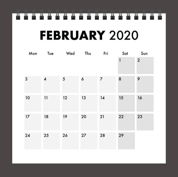 February 2020 calendar with wire band February 2020 calendar with wire band calendars templates stock illustrations